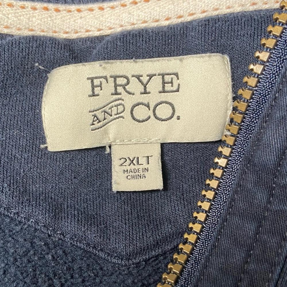 Vintage Frye Half Zip Pullover Sweatshirt 2XLT Navy Workwear Heritage Americana - Picture 3 of 4